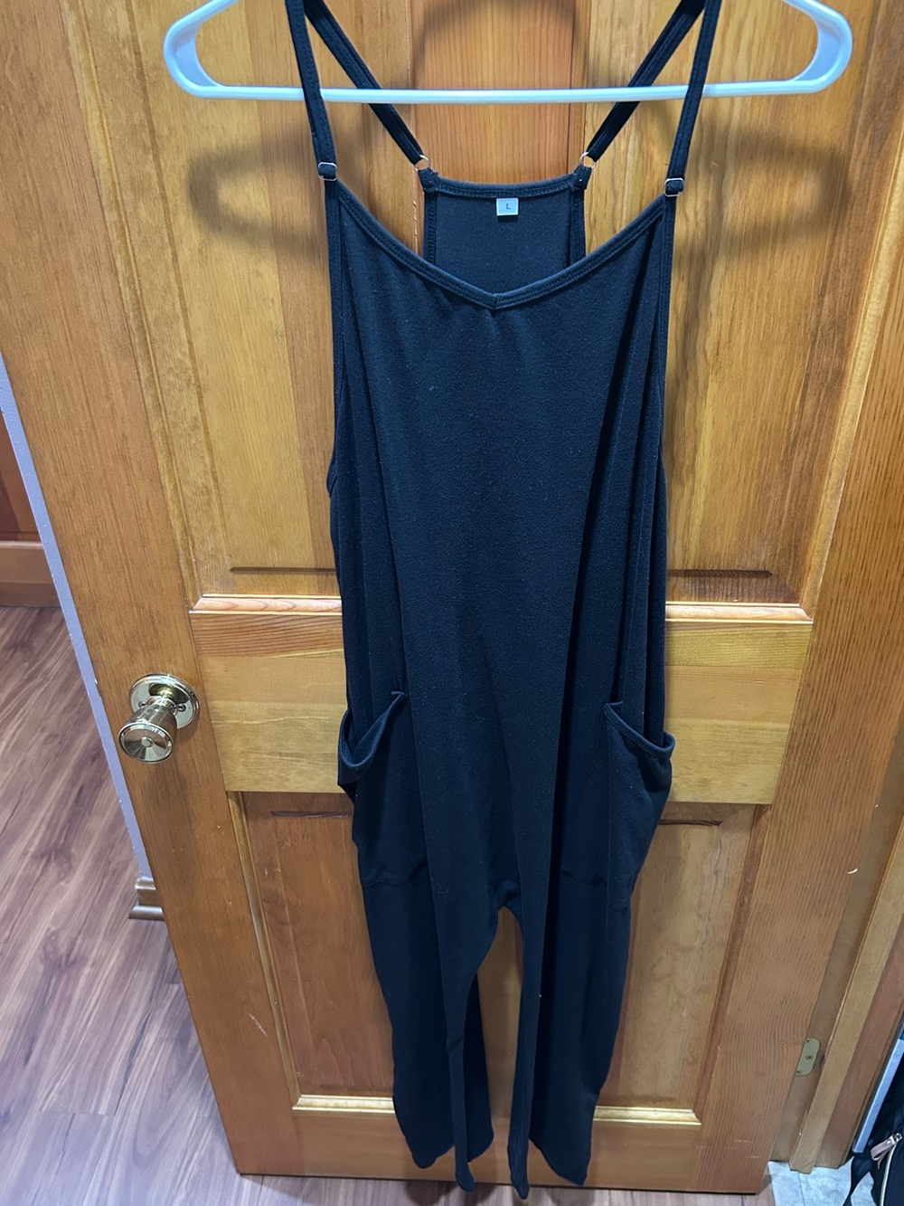Black Strappy Jumpsuit with Side Pockets